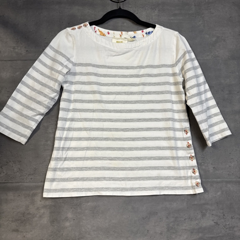 Bonnie Boat-Neck Top Maeve Anthropologie Side Button Detail XS